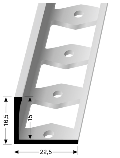 MPlus Doppel K Profil 306 G SBS 250cm 15,0mm Alu Natur F0 Fliesenabschlussp.